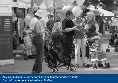 ACT Ombudsman information booth at Contact Canberra 2006 (part of the National Multicultural Festival)
