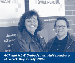 ACT and NSW Ombudsman staff members at Wreck Bay in July 2004