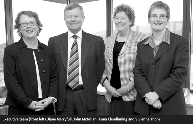 Executive team (from left) Diane Merryfull, John McMillan, Anna Clendinning and Vivienne Thom 